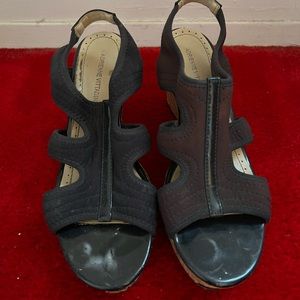 Navy Blue and cork wedges